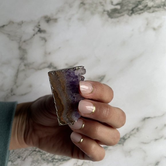 Artisian handmade amethyst necklace and stearling silver outline - Picture 3 of 6